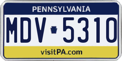 PA license plate MDV5310