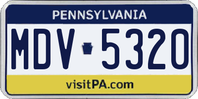 PA license plate MDV5320