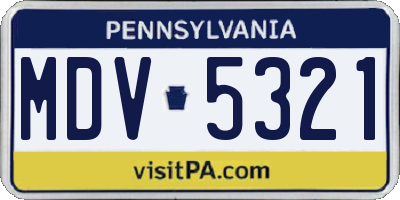 PA license plate MDV5321
