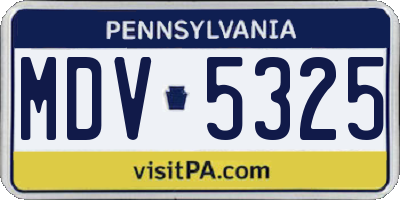 PA license plate MDV5325