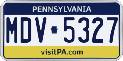PA license plate MDV5327