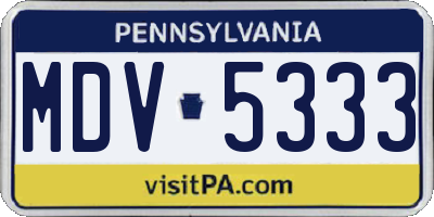 PA license plate MDV5333