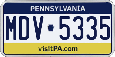 PA license plate MDV5335