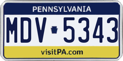PA license plate MDV5343