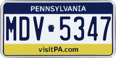 PA license plate MDV5347