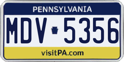 PA license plate MDV5356