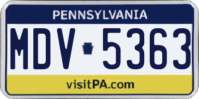 PA license plate MDV5363
