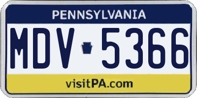 PA license plate MDV5366