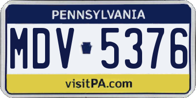 PA license plate MDV5376