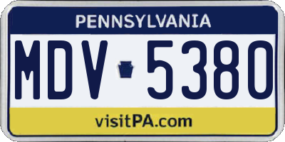 PA license plate MDV5380
