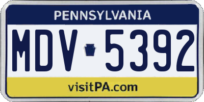 PA license plate MDV5392
