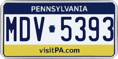 PA license plate MDV5393