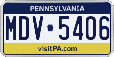 PA license plate MDV5406