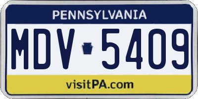 PA license plate MDV5409