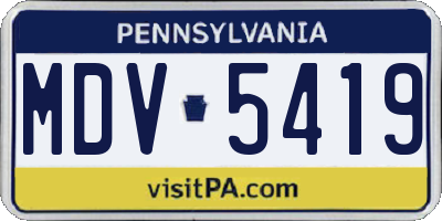 PA license plate MDV5419