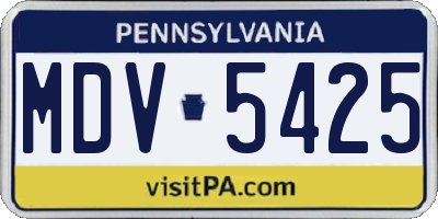 PA license plate MDV5425