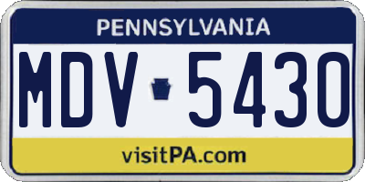 PA license plate MDV5430