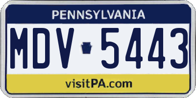 PA license plate MDV5443