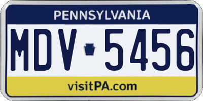 PA license plate MDV5456