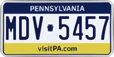 PA license plate MDV5457