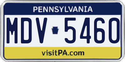 PA license plate MDV5460