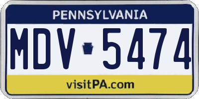 PA license plate MDV5474