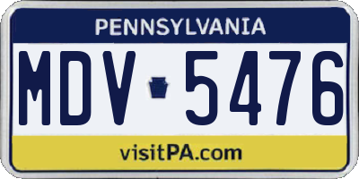 PA license plate MDV5476