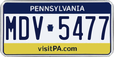 PA license plate MDV5477