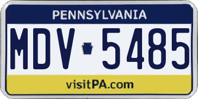 PA license plate MDV5485