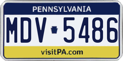 PA license plate MDV5486