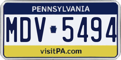 PA license plate MDV5494
