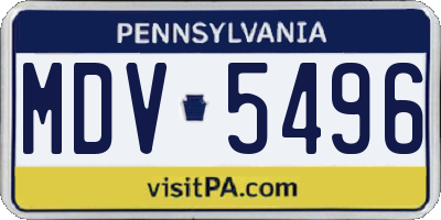 PA license plate MDV5496