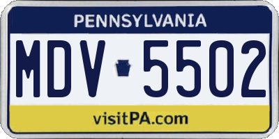 PA license plate MDV5502