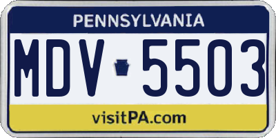PA license plate MDV5503