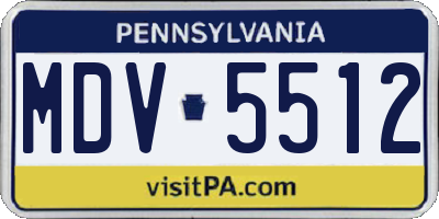 PA license plate MDV5512