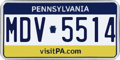 PA license plate MDV5514