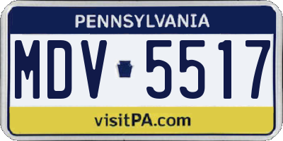 PA license plate MDV5517