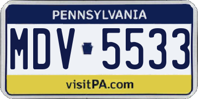 PA license plate MDV5533
