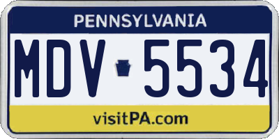 PA license plate MDV5534