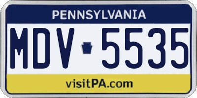 PA license plate MDV5535
