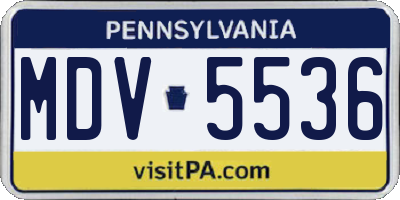 PA license plate MDV5536