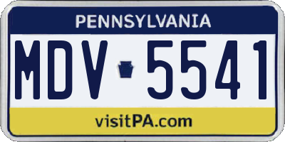 PA license plate MDV5541