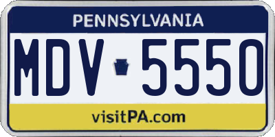 PA license plate MDV5550