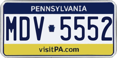 PA license plate MDV5552