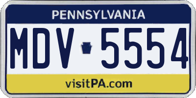PA license plate MDV5554