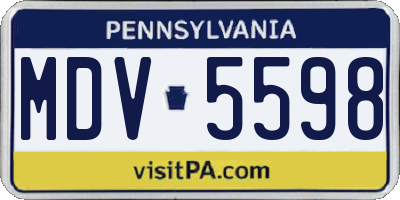 PA license plate MDV5598