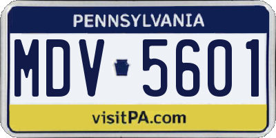PA license plate MDV5601