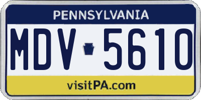 PA license plate MDV5610