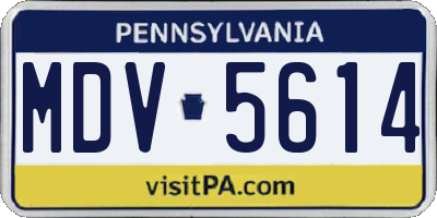 PA license plate MDV5614