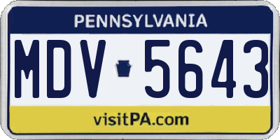 PA license plate MDV5643